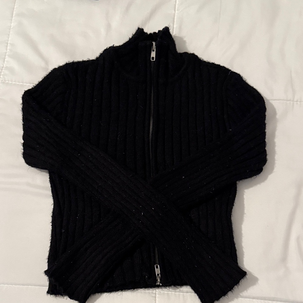 Luxury Garage Sale Black Ribbed Cardigan